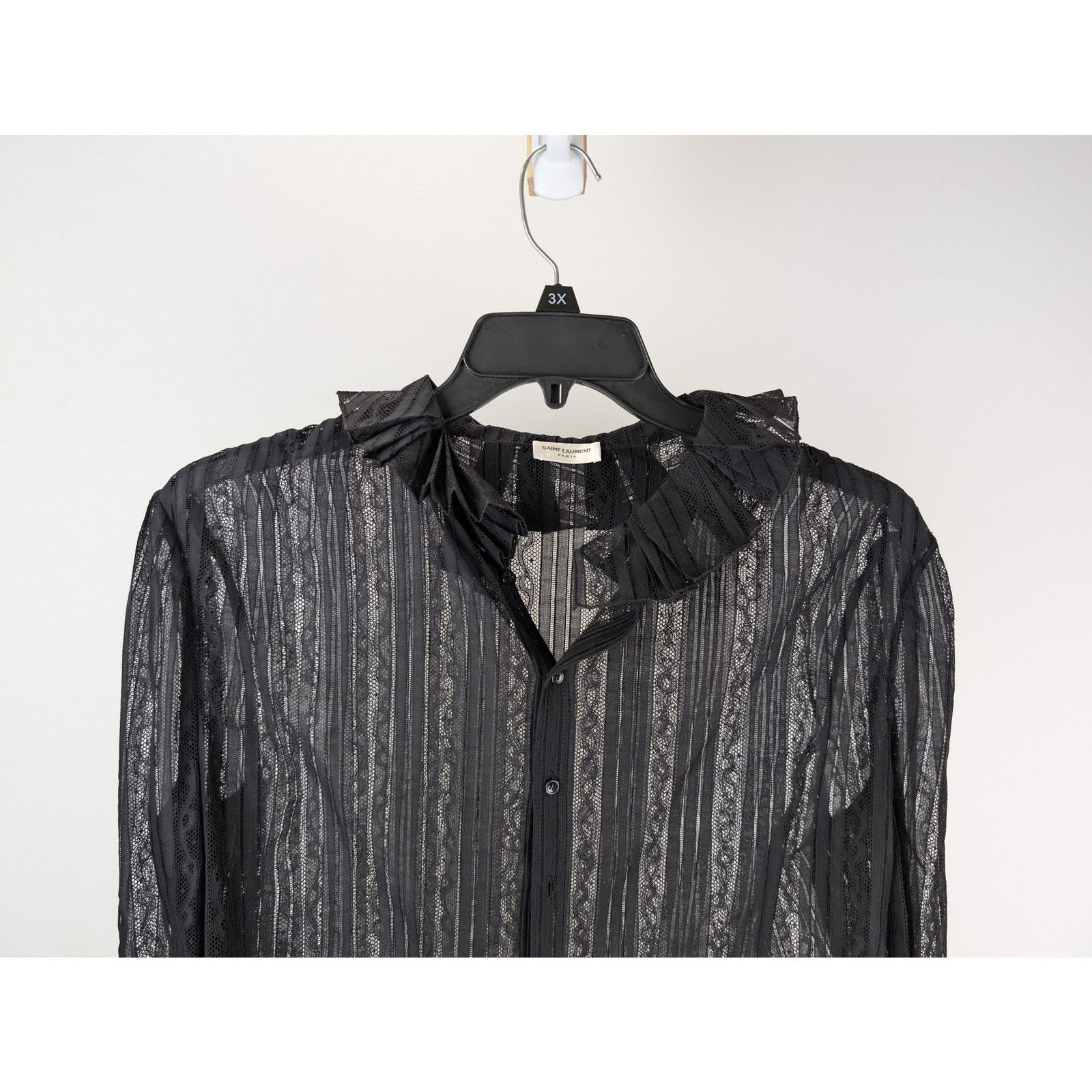 Saint Laurent Paris o1rshd1 Chemise Blouse Femme Dentelle Galon Shirt in Black Size US M / EU 48-50 / 2 - 3 Thumbnail