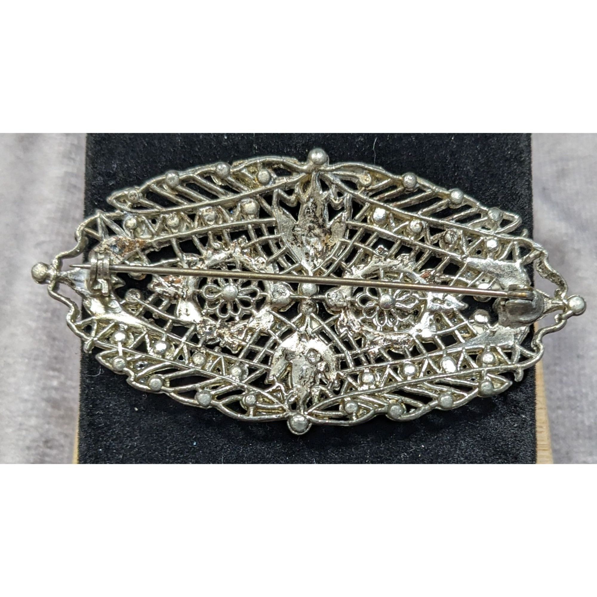Other Vintage Glam Art Deco Large Silver Tone Brooch Size ONE SIZE - 6 Thumbnail