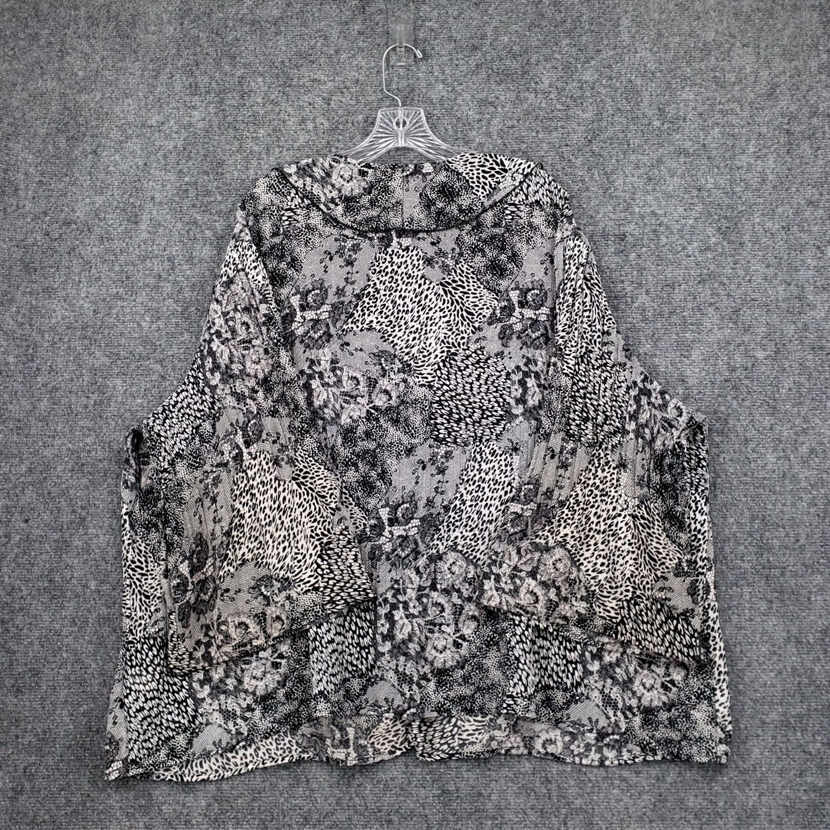 Vintage Cato Blouse Womens Plus Black Ruffle Animal Print 3/4 Sleeve Boho Size 3XL / US 20-22 - 2 Thumbnail