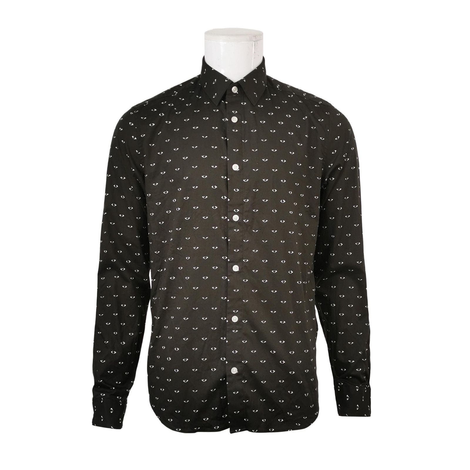 Kenzo Kenzo Black Cotton Eye Print Button-Down Shirt Size US L / EU 52-54 / 3 - 1 Thumbnail