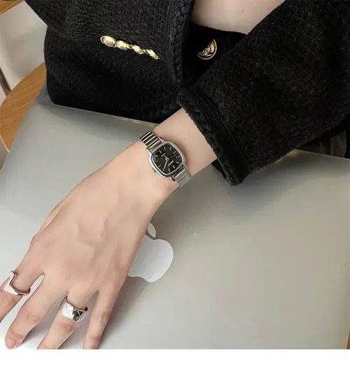 Jewelry Silver Square Face Stainless Steel Wrist Watch Size ONE SIZE - 3 Thumbnail