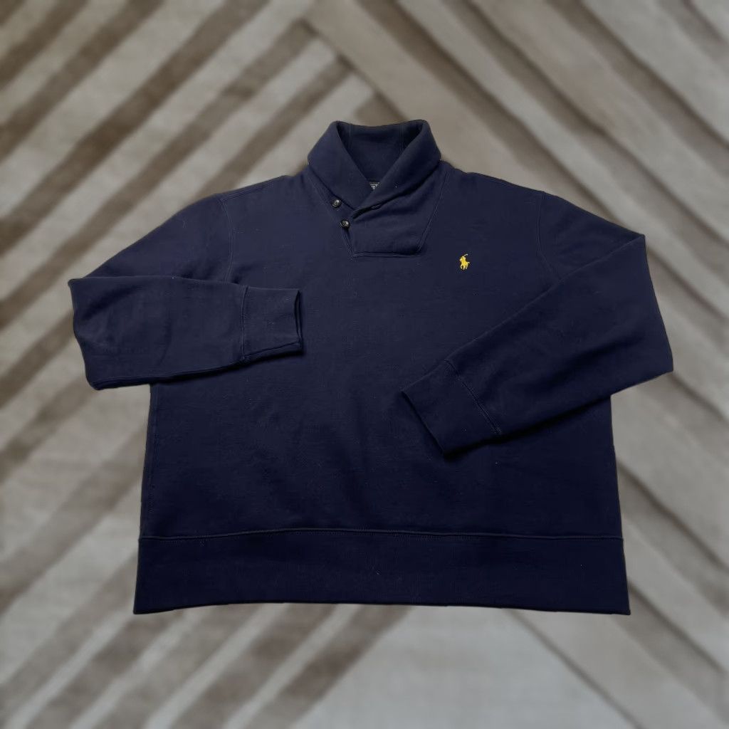 Polo Ralph Lauren VINTAGE Polo Ralph Lauren Sweatshirt Collar Shawl Navy Blue L Pullover Men Rates: large? Size US L / EU 52-54 / 3 - 1 Thumbnail