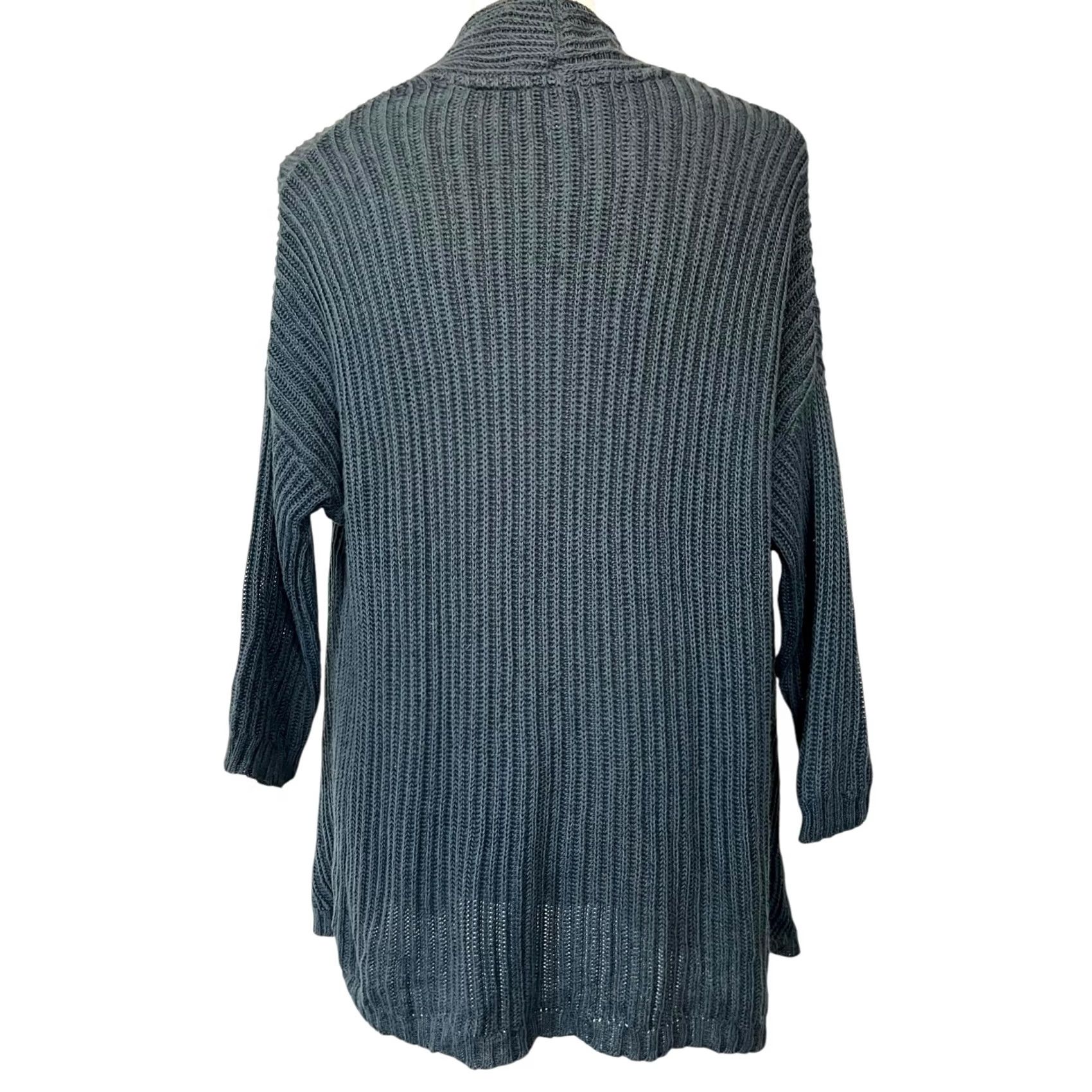 J. Jill VINTAGE? Pure J. Jill Cardigan Sweater Cotton Knit Safety Pin Closure Oversized Womens XS Blue Cardigan Size XS / US 0-2 / IT 36-38 - 5 Thumbnail