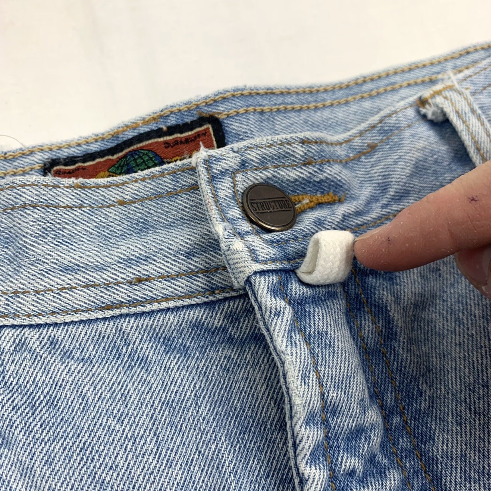 Denime VINTAGE Structure Jeans Men Adult 34 Blue Denim Straight Regular Fit 90s 33in Inseam Size US 34 / EU 50 - 6 Thumbnail