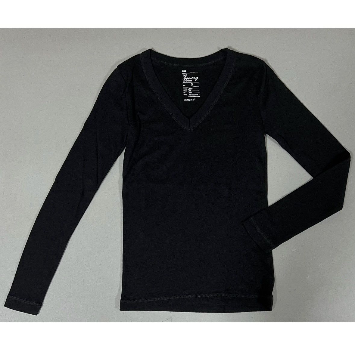 Gap Gap Black V-Neck Long Sleeve Shirt Top Blouse Tee Size S 🖤 Size S / US 4 / IT 40 - 1 Thumbnail