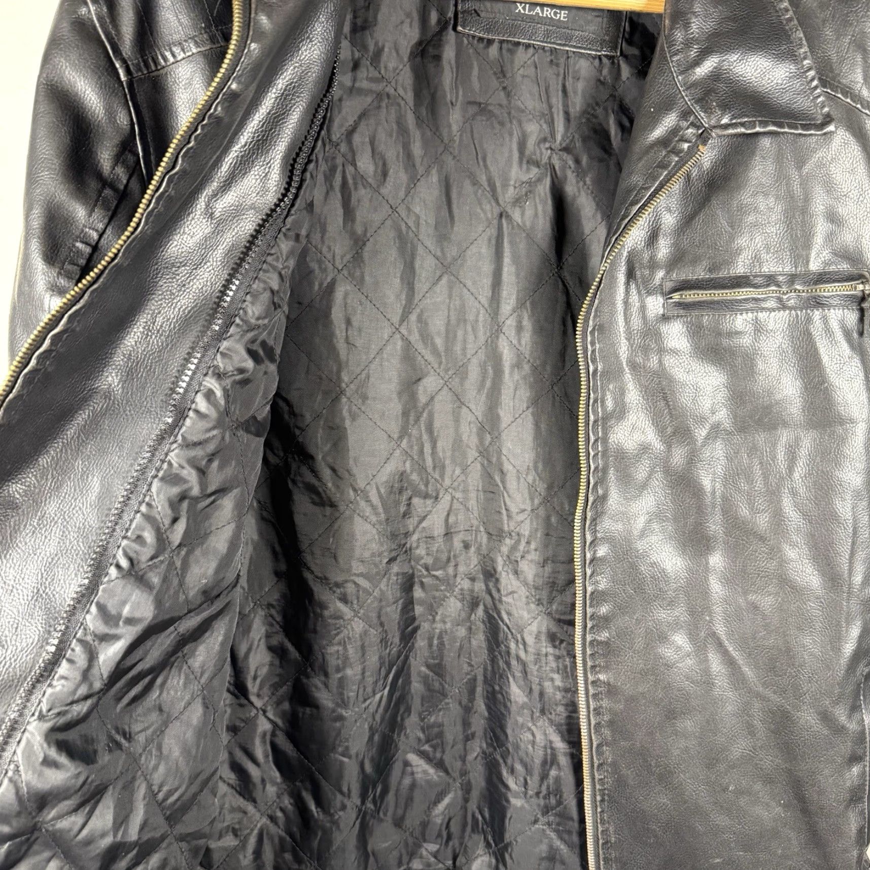 Carbon VINTAGE Carbon Biker Leather Jacket Mens XL Black Distressed Broken Zipper Zip Long Coat Style Riding Racing Walking Jacket Size US XL / EU 56 / 4 - 4 Thumbnail