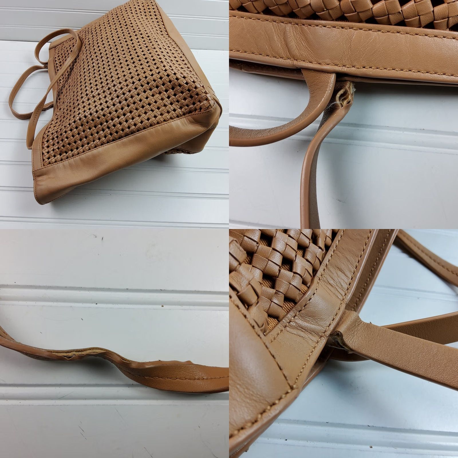 Tory Burch Tory Burch Woven Erica Large Tote Shoulder Handbag Purse Women Tan Leather Tote Large Size ONE SIZE - 8 Thumbnail