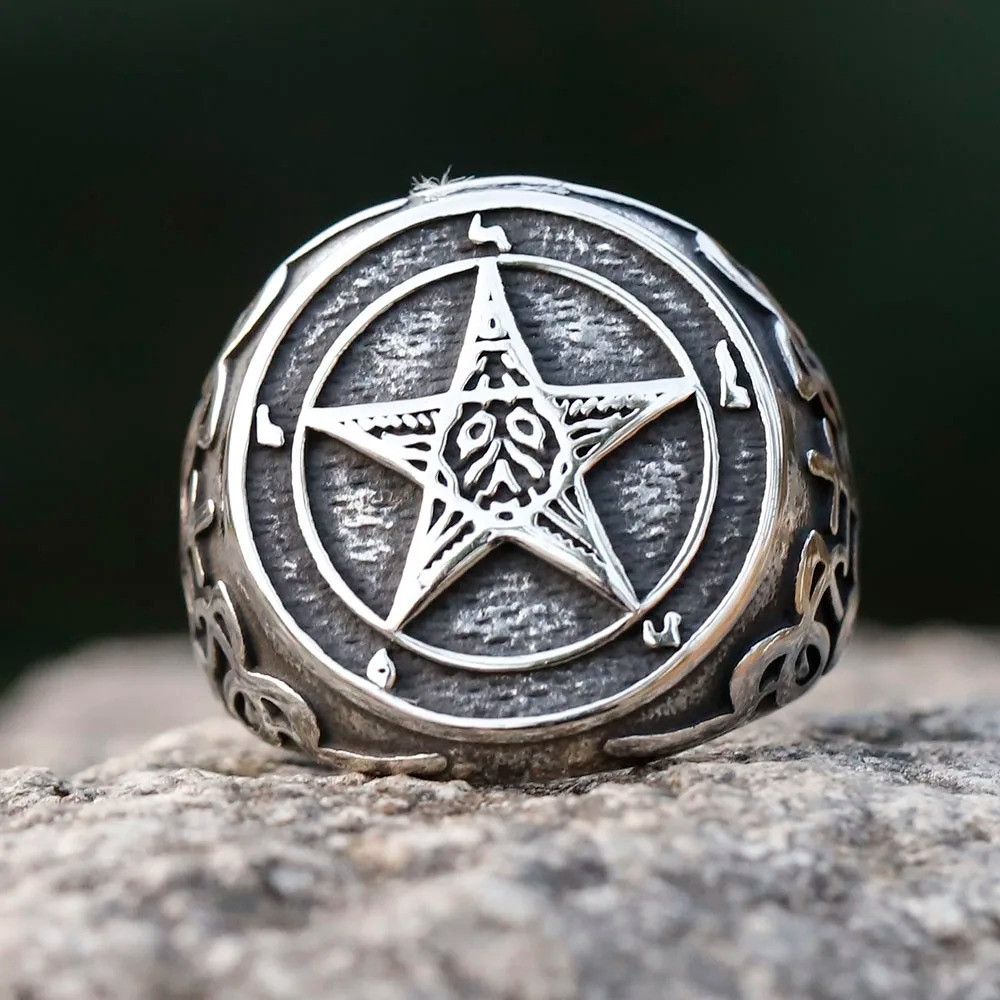 Jewelry Pentagram Five Point Ring Streetwear Jewelry Fashion Gift Size ONE SIZE - 2 Thumbnail