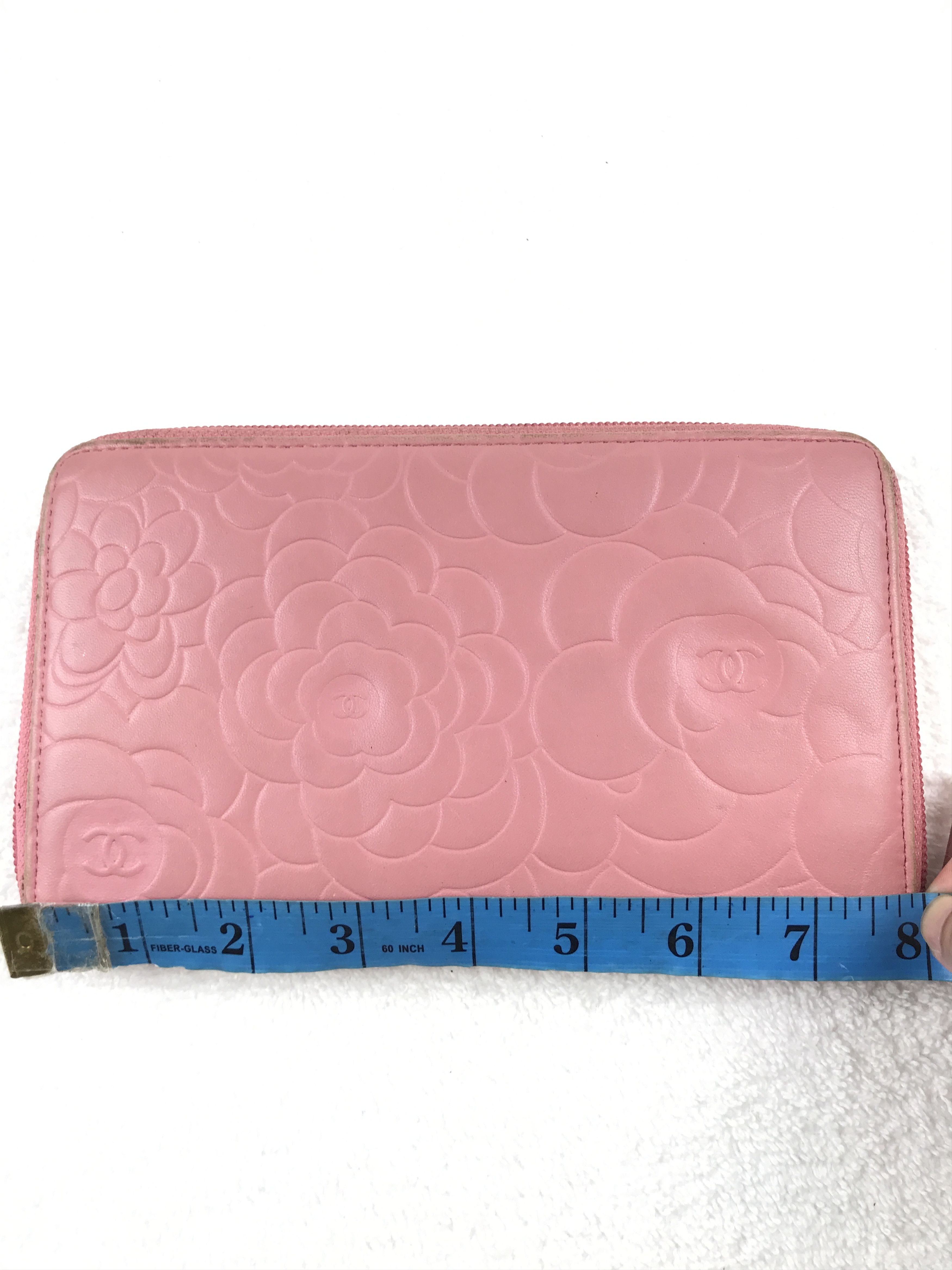 Vintage Chanel Pink Embossed Camellia Wallet Zip Around With Box | Grailed