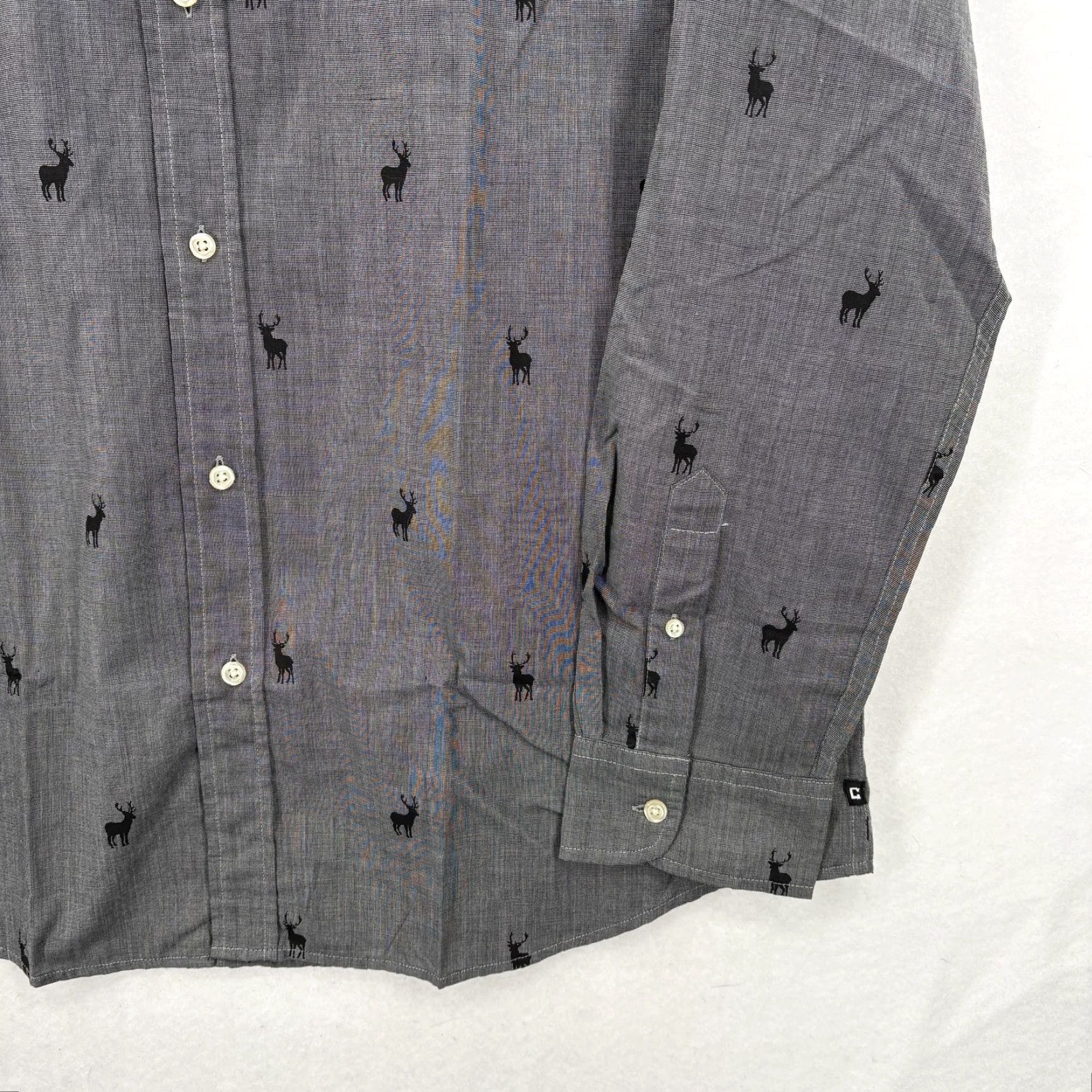 Chaps Chaps Shirt Mens XL Gray Black Deer Print Button-Down Long Sleeve Size US XL / EU 56 / 4 - 3 Thumbnail