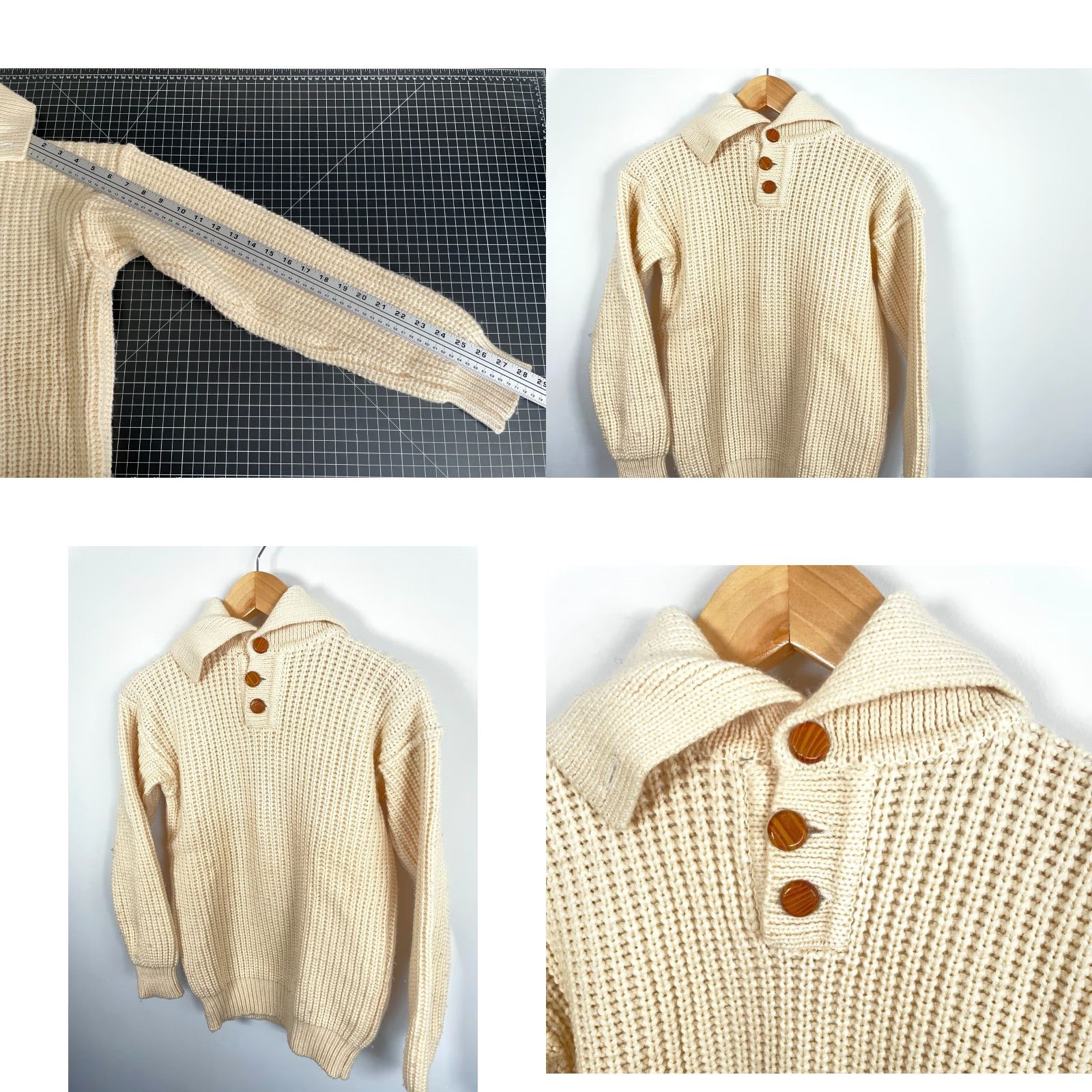 Vintage VINTAGE Atlantis Sweater Mens Medium Ivory Wool Collared Heavyweight Knit 80s Preppy Pullover? Size US M / EU 48-50 / 2 - 8 Thumbnail