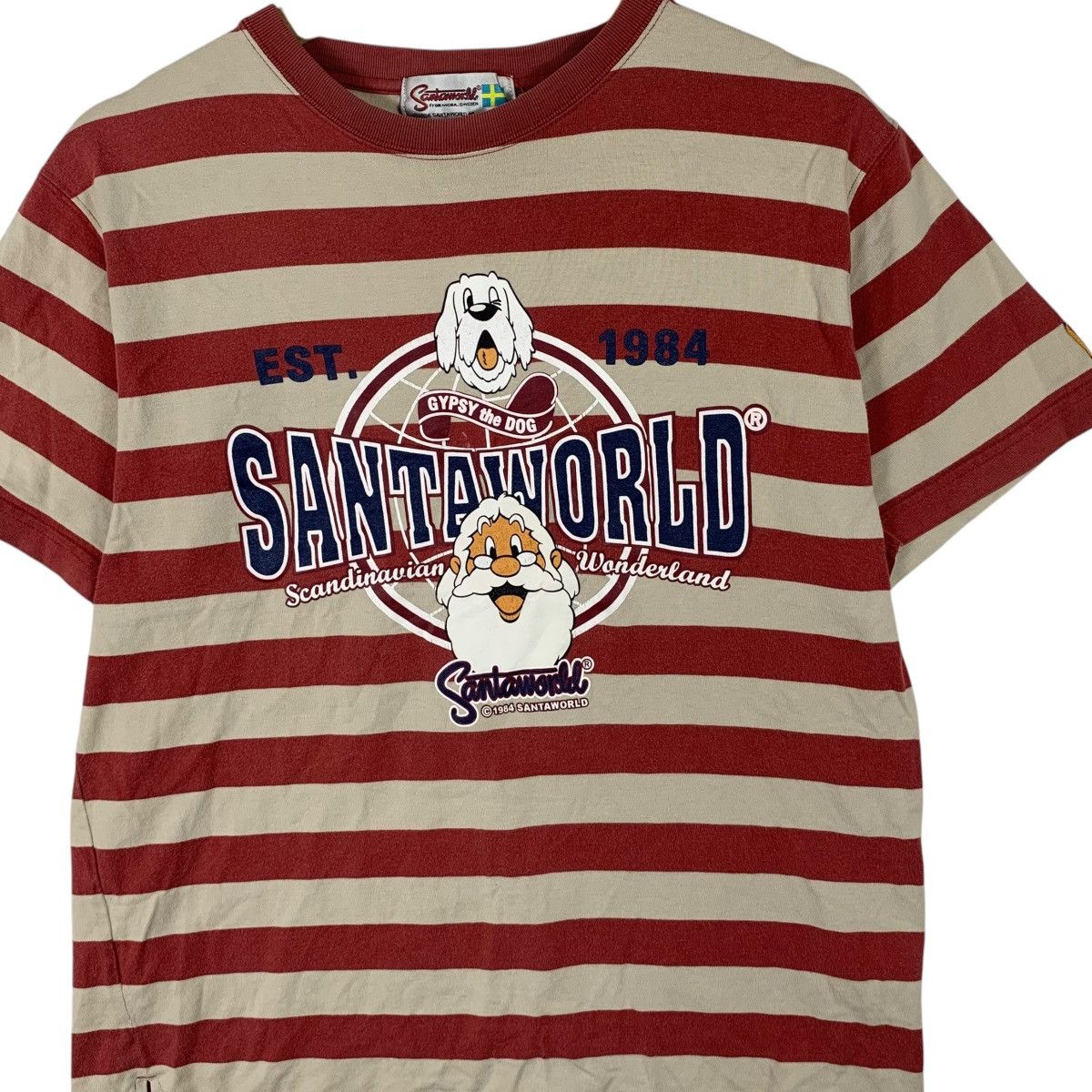 Vintage Vintage SANTAWORLD SWEDEN WONDERLAND Dog Striped Tee Shirt Size M / US 6-8 / IT 42-44 - 3 Thumbnail