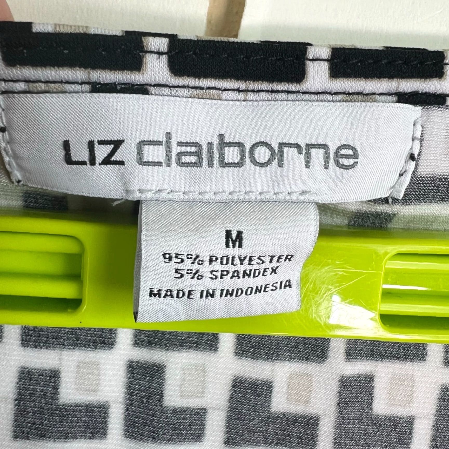 Liz Claiborne Liz Claiborne Checkered Sleeveless Tank Top Womens M Black Tan - Casual Stretch 95% Polyester Spandex Draped Collar Scoop Neck Shirt Tank Size M / US 6-8 / IT 42-44 - 3 Thumbnail