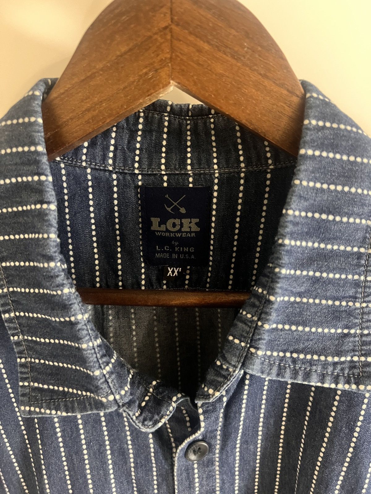L.C. King LC King Indigo Stripe Short Sleeve Shirt – Size M/L Size US XXL / EU 58 / 5 - 2 Thumbnail