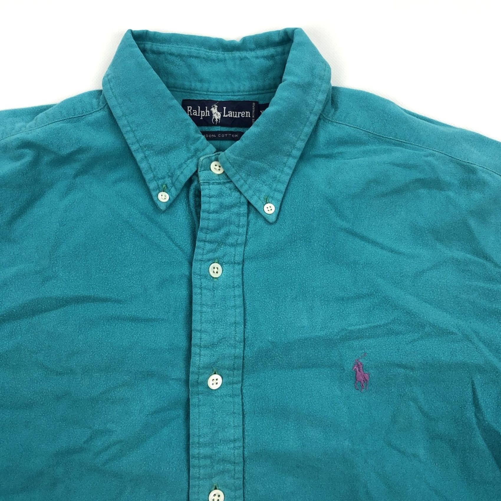 Ralph Lauren Ralph Lauren Men's XL Button-Down Shirt Teal Long Sleeve Pony Chamios Flannel Embroidered Logo Polo Pony Size US XL / EU 56 / 4 - 4 Thumbnail