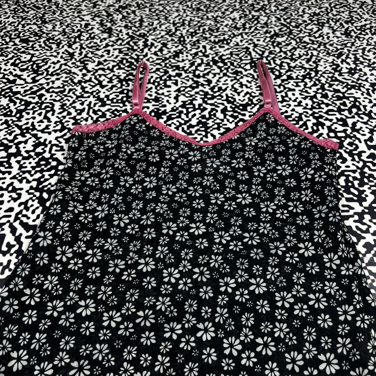 Vintage Vintage Y2K Sexy Mesh Floral Monogram Flower Print Tank Top Size S / US 4 / IT 40 - 3 Thumbnail