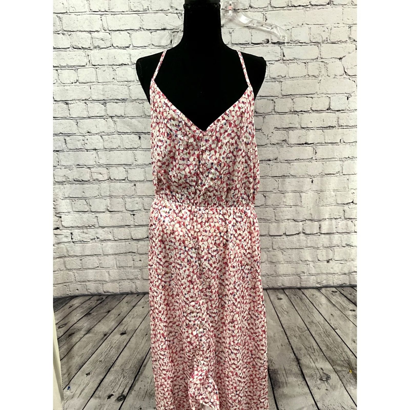 Vintage HEIMISH USA Maxi Dress 1X Pink Floral V-Neck Short Sleeve Pullover Casual Womens Maxi Dress Size XL / US 12-14 / IT 48-50 - 3 Thumbnail