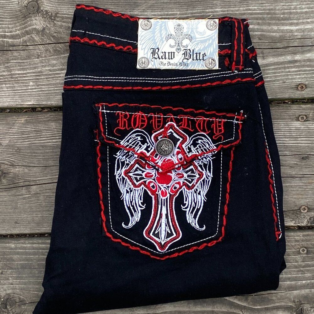 Japanese Brand × Vintage Vintage Triple Contrast Stitch Raw Blue Reflex Embroidered Size 34" / US 12 / IT 48 - 1 Thumbnail