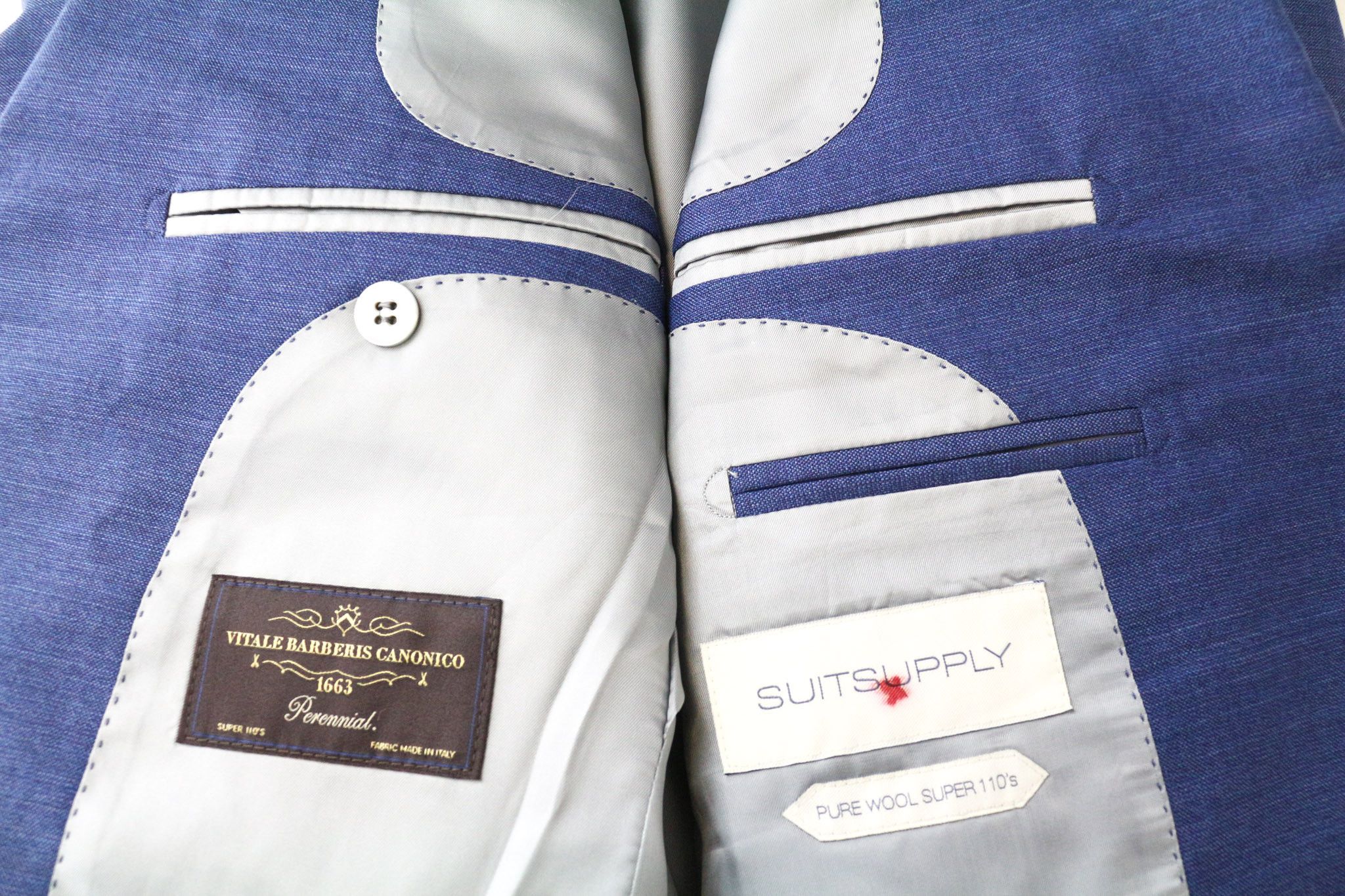 Suitsupply LAZIO UK38R Wool Super 110's Blue 2 Piece Suit 78991 Size 38R - 9 Thumbnail