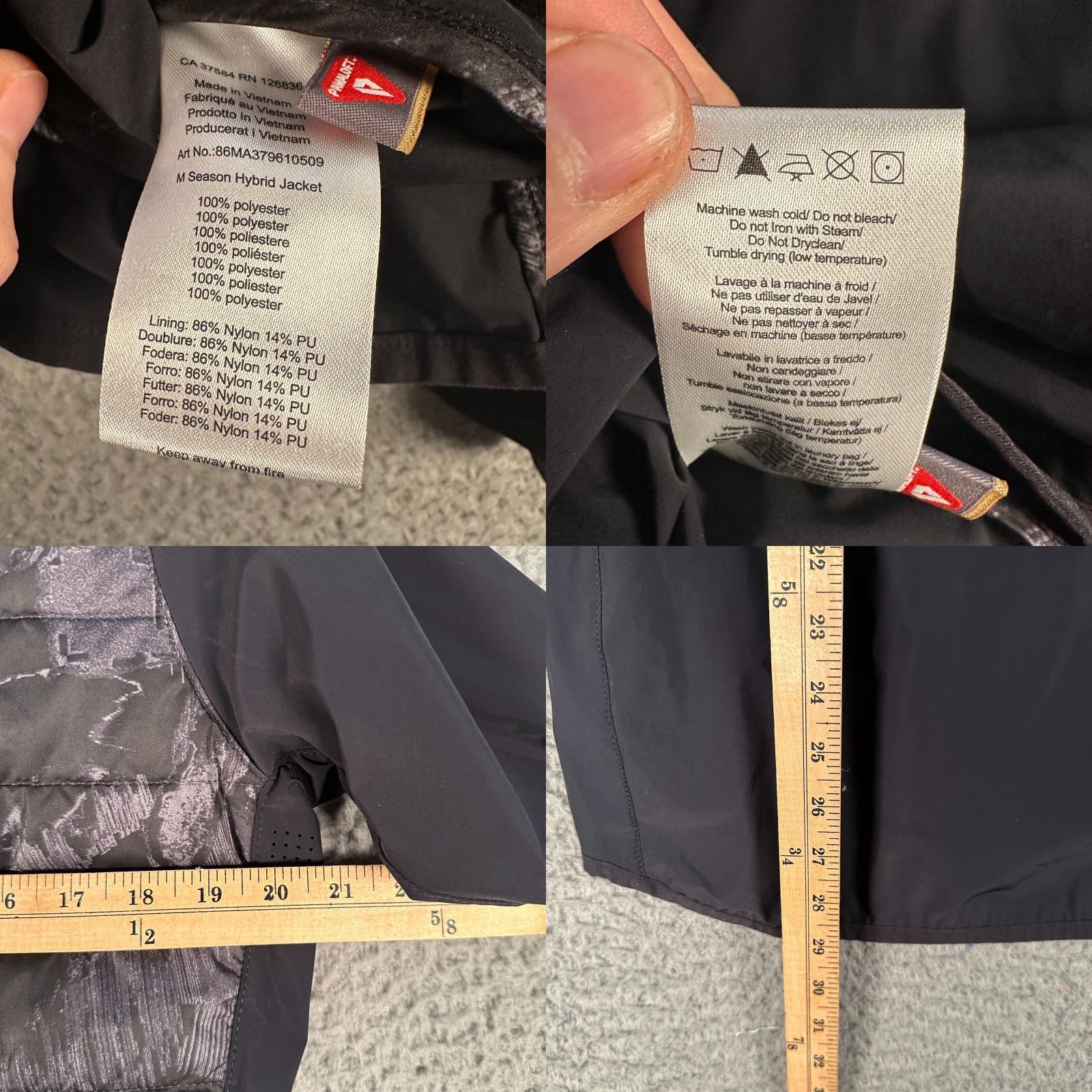 J.Lindeberg J.Lindeberg Jacket Mens Medium Black Gray Quilted Primaloft Season Hybrid Size US M / EU 48-50 / 2 - 8 Thumbnail