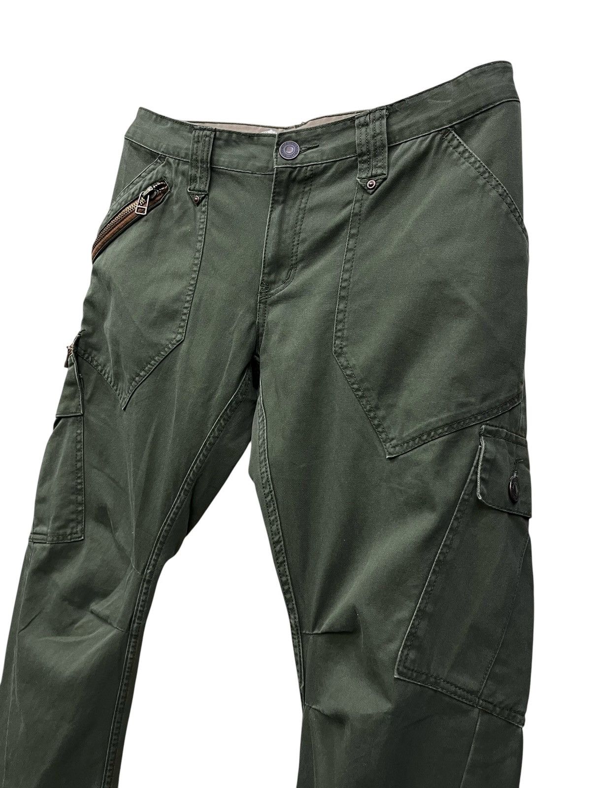 Japanese Brand Ultra Rare Dominate Green Army Big Slant Pocket Cargo Pants Size US 32 / EU 48 - 6 Thumbnail