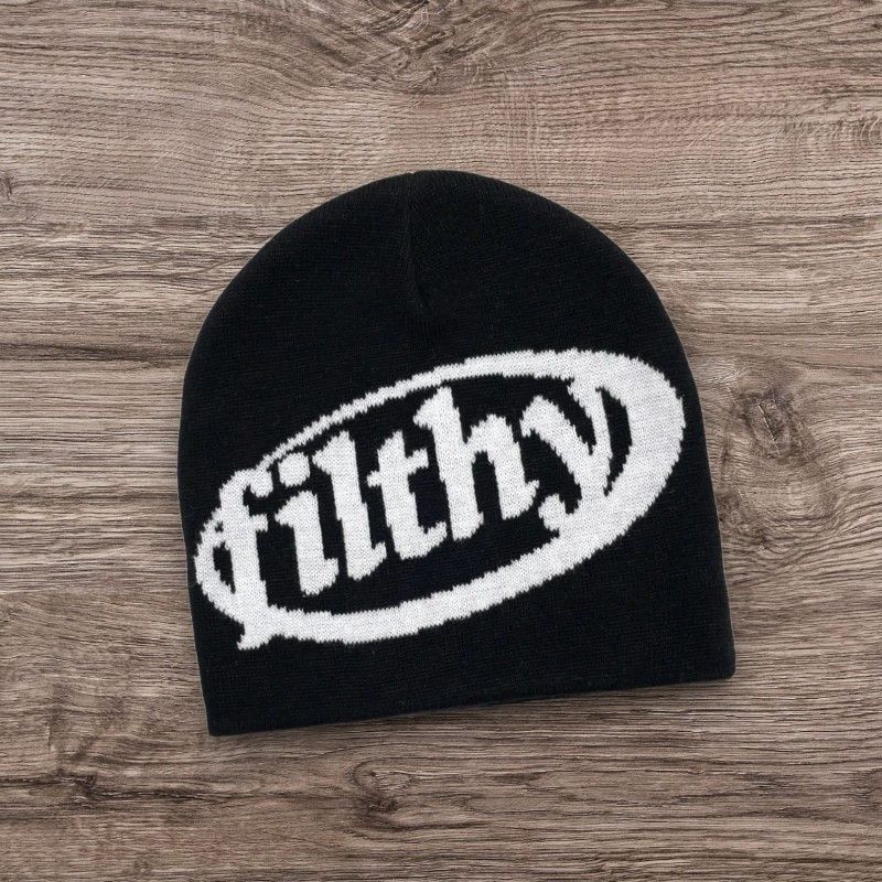 The Unbranded Brand Punk Grunge ALT Filthy Beanie | Y2K Skater Opium Black Hat Size ONE SIZE - 1 Preview