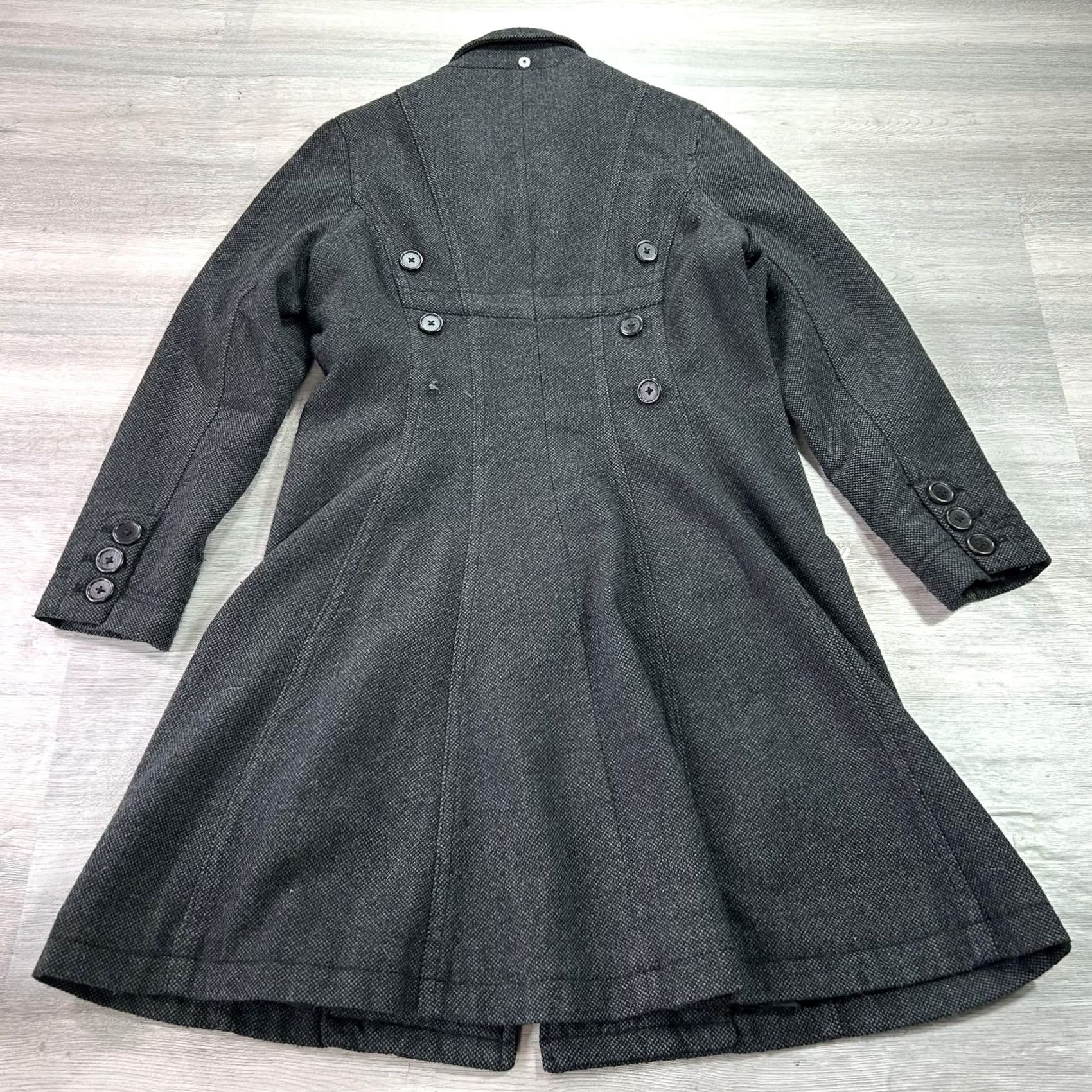Vintage Spiewak Coat Womens M Gray Wool Herringbone Single Breasted Long Overcoat Size M / US 6-8 / IT 42-44 - 2 Thumbnail