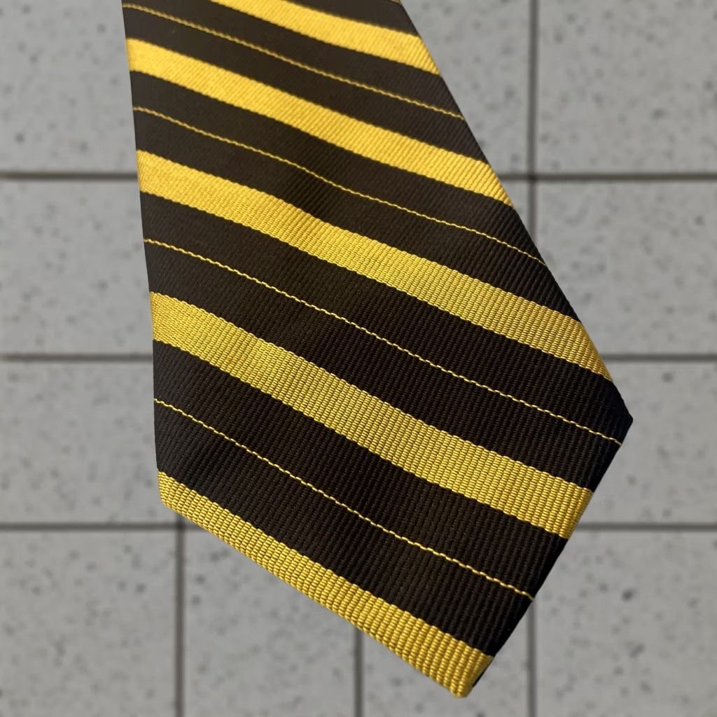 Vintage Career Cravats Tie Vintage Silk Repp Yellow Gold Striped Edgy Bold 61" Mens Tie Size ONE SIZE - 1 Thumbnail