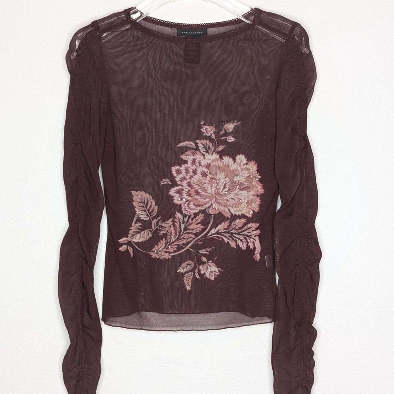 Vintage The Limited Vintage Sheer Mesh Long Sleeve Floral Print Top Size XS / US 0-2 / IT 36-38 - 5 Thumbnail