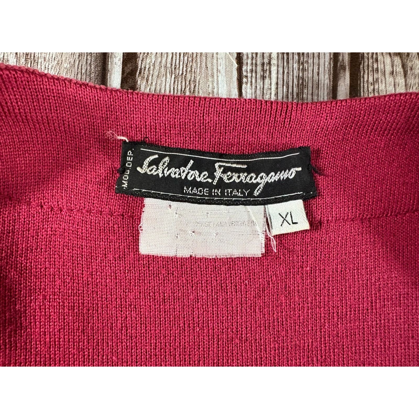 Salvatore Ferragamo Salvatore Ferragamo Wool Cardigan Sweater Size XL red Luxury Size XL / US 12-14 / IT 48-50 - 2 Thumbnail