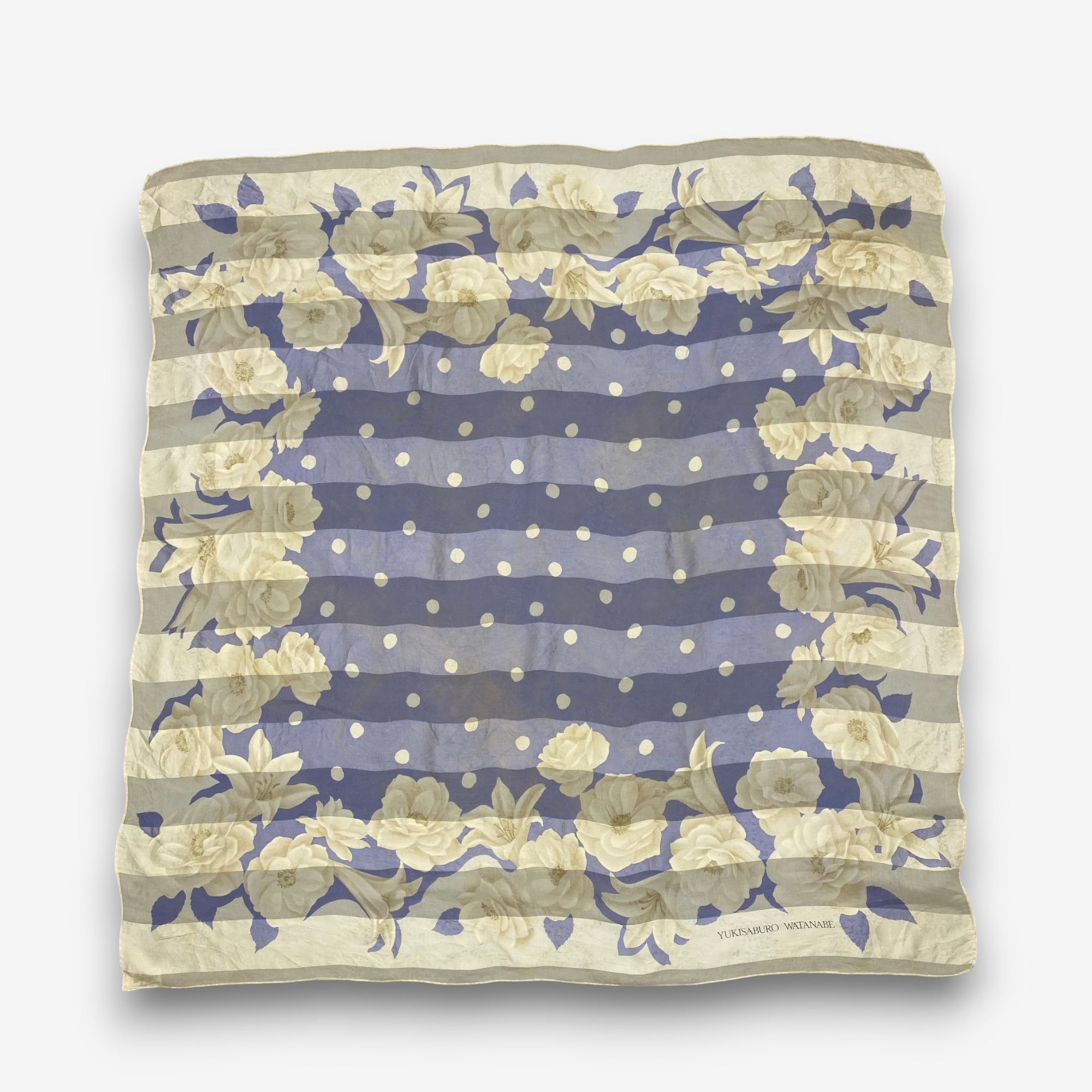 Japanese Brand Vintage Yukisaburo Watanabe SILK Scarf Twill Wraps Scarves Size ONE SIZE - 2 Thumbnail