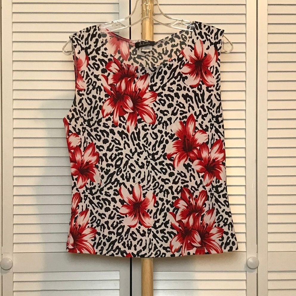 Other J.T.B. Floral Leopard Round Neck Sleeveless Stretch Blouse M Size M / US 6-8 / IT 42-44 - 1 Thumbnail