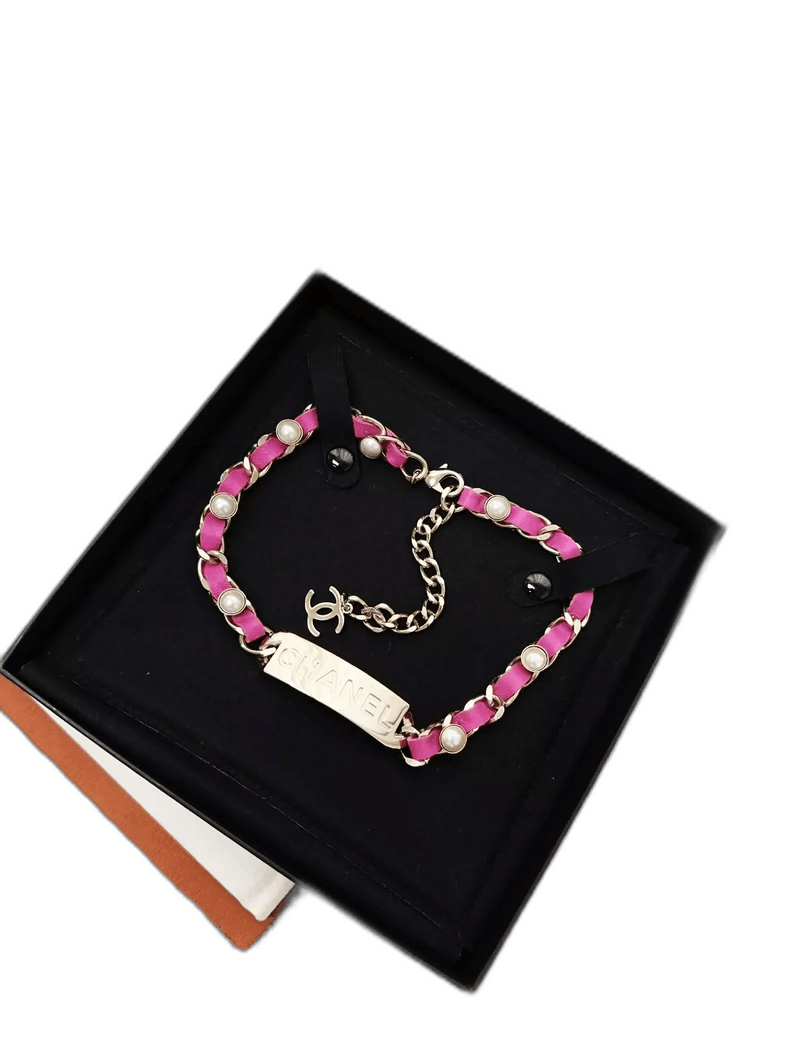 Chanel Chanel Pink Pearl Chain Choker Necklace Size ONE SIZE - 1 Thumbnail