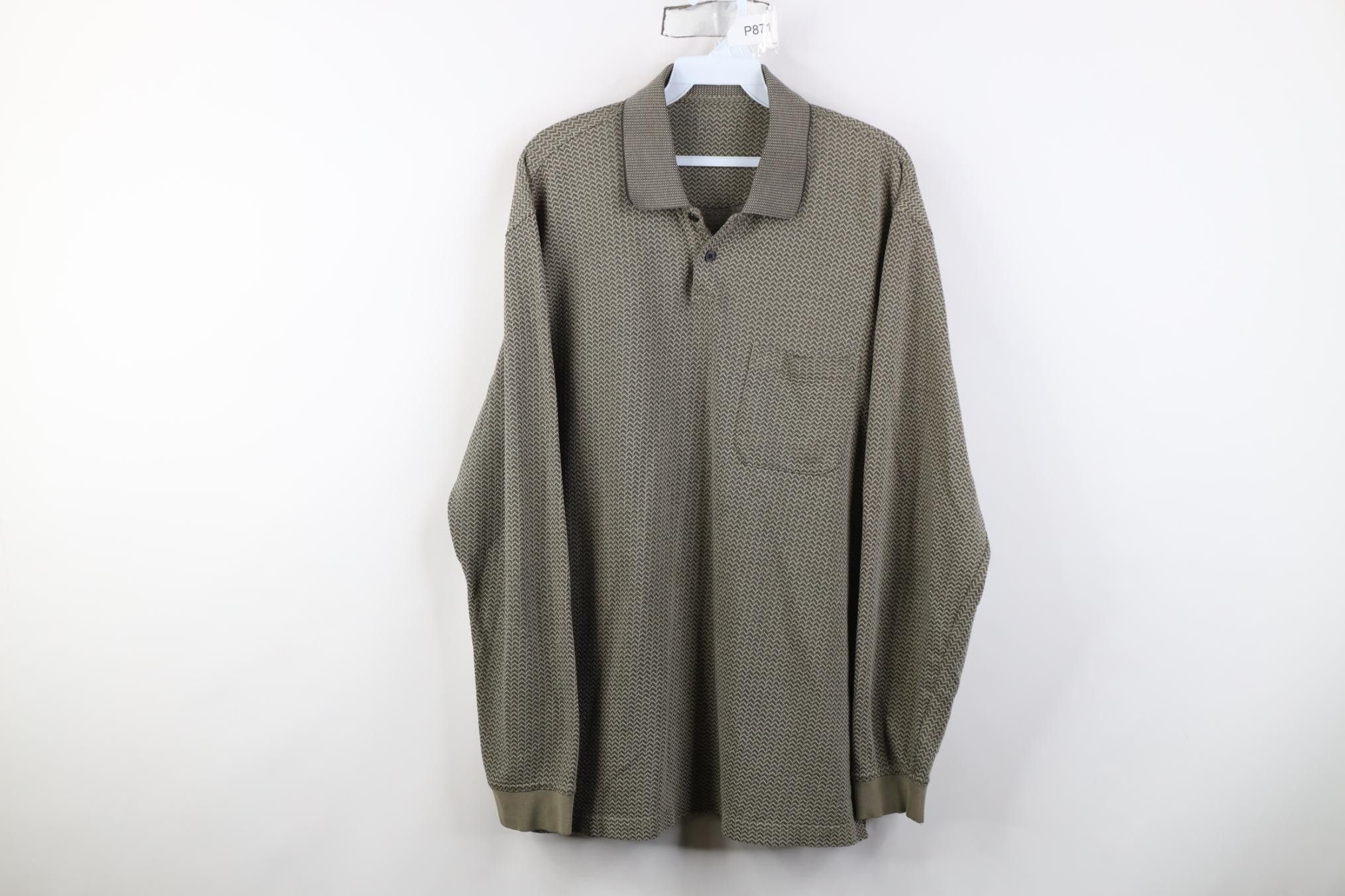Vintage Vintage 90s Y2K Streetwear Knit Long Sleeve Golf Polo Shirt Size US L / EU 52-54 / 3 - 1 Thumbnail
