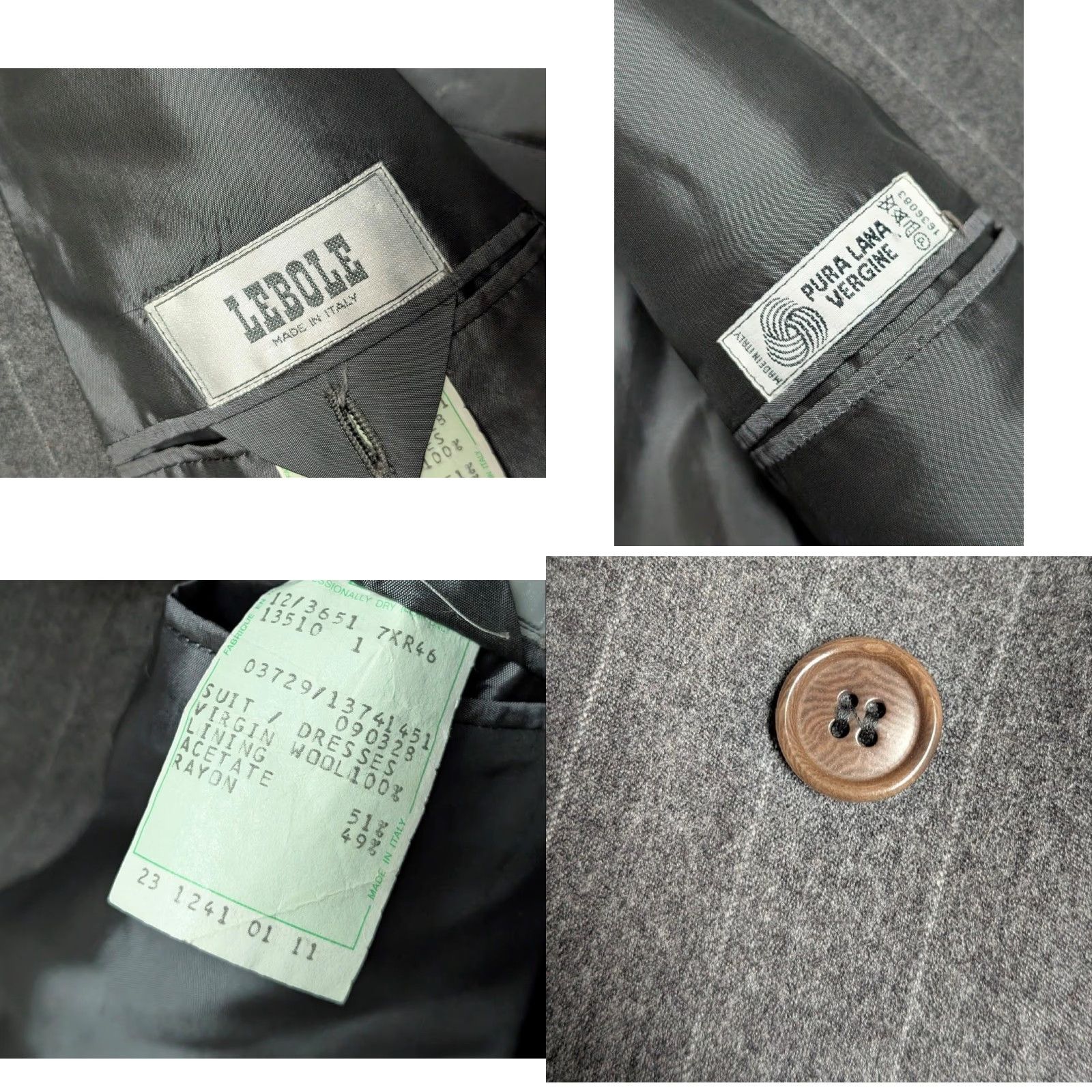 Doublet Lebole 46L Double-Breasted Blazer Pinstripe Flannel Wool Italy Men Blazer Vintage 1980s-90s Pinstripe Gray 46L Mens Size 46R - 8 Thumbnail