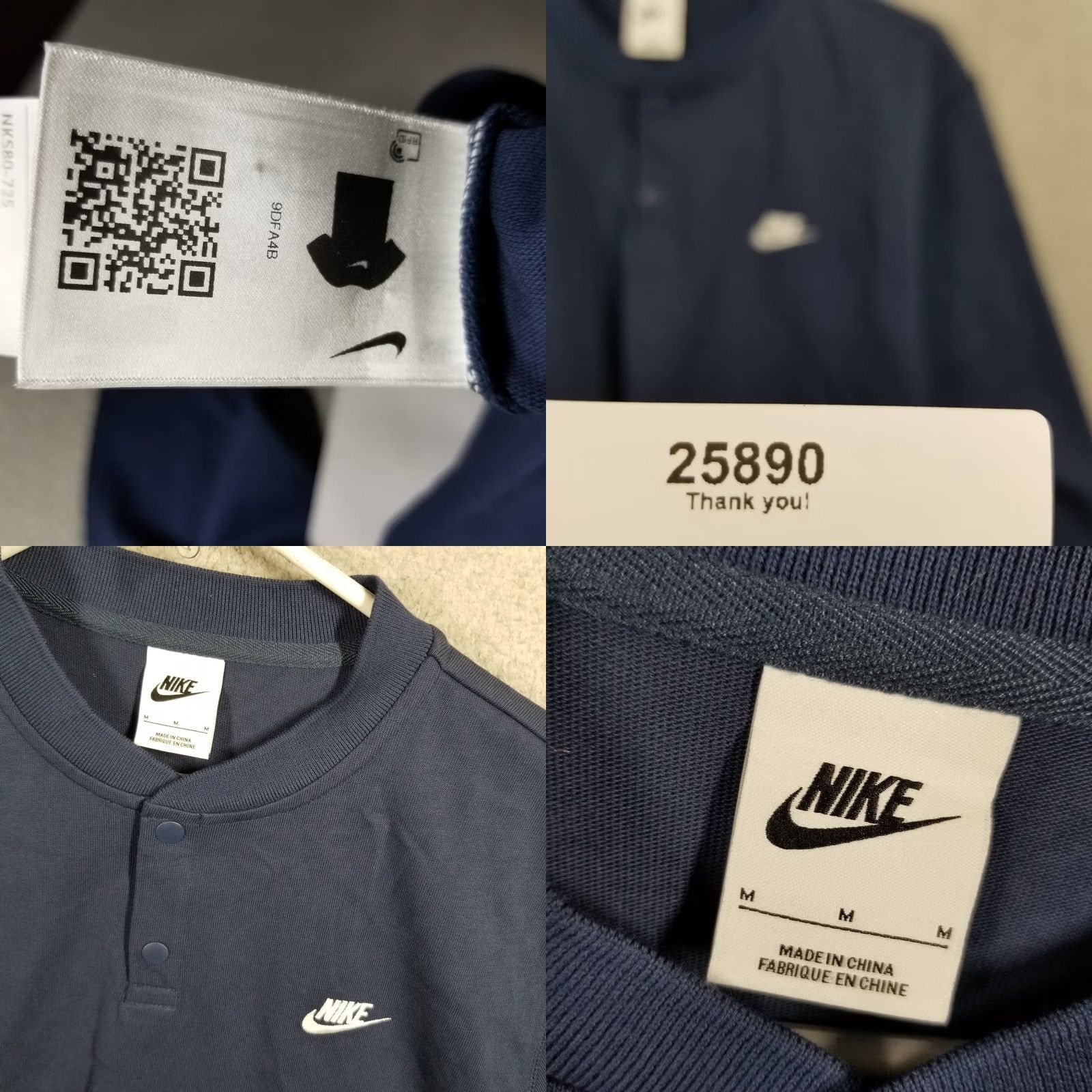 Nike Nike Shirt Henley Sweatshirt Long Sleeve Crew Neck Button Closure M Adult Medium Blue Nike Sportswear Colorful, Sports All Seasons Men Size US M / EU 48-50 / 2 - 8 Thumbnail