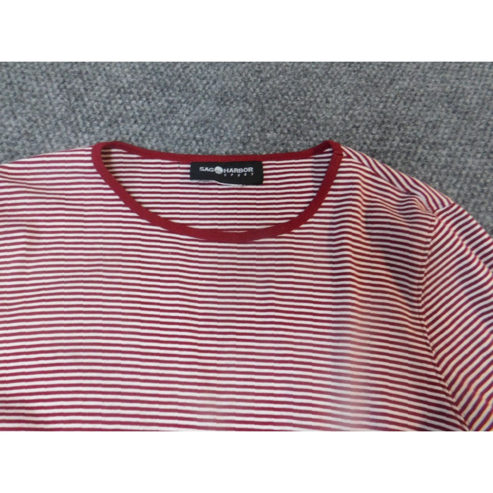Vintage Sag Harbor Womens Blouse Extra Large Red striped warm stretch sport Size XL / US 12-14 / IT 48-50 - 4 Thumbnail