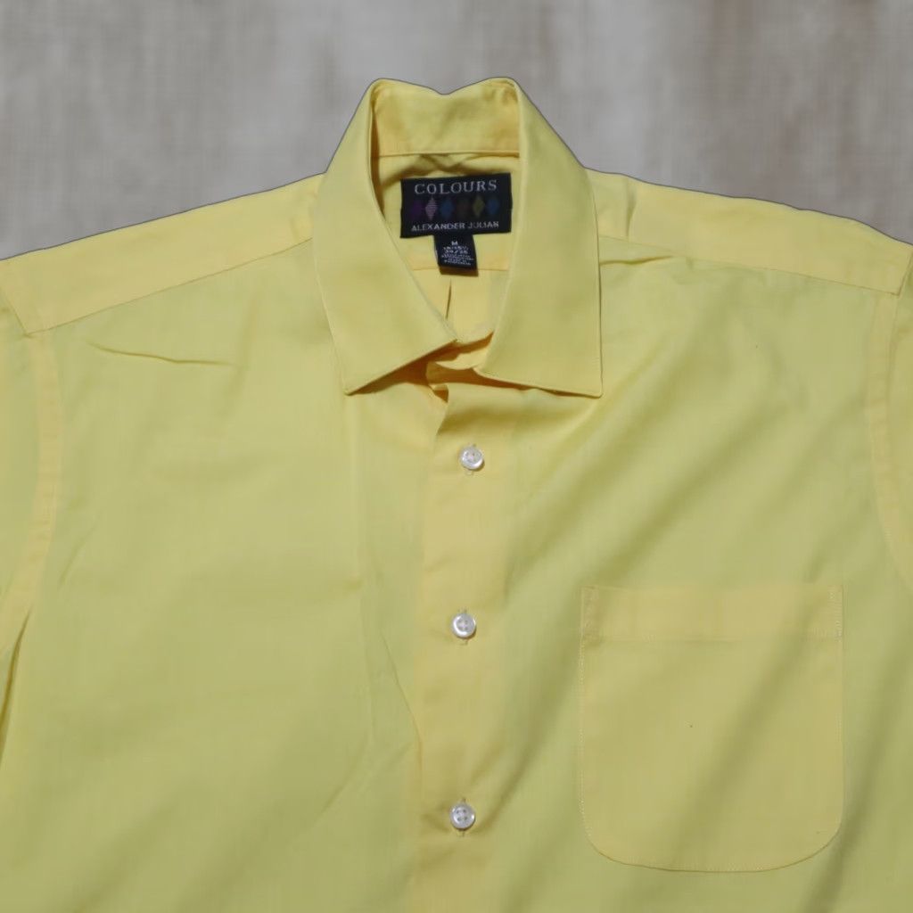Vintage Colours Shirt Mens M Yellow Button-Down 15-15 1/2 Cotton Blend Classic Business Colourful 90s Size US M / EU 48-50 / 2 - 1 Thumbnail