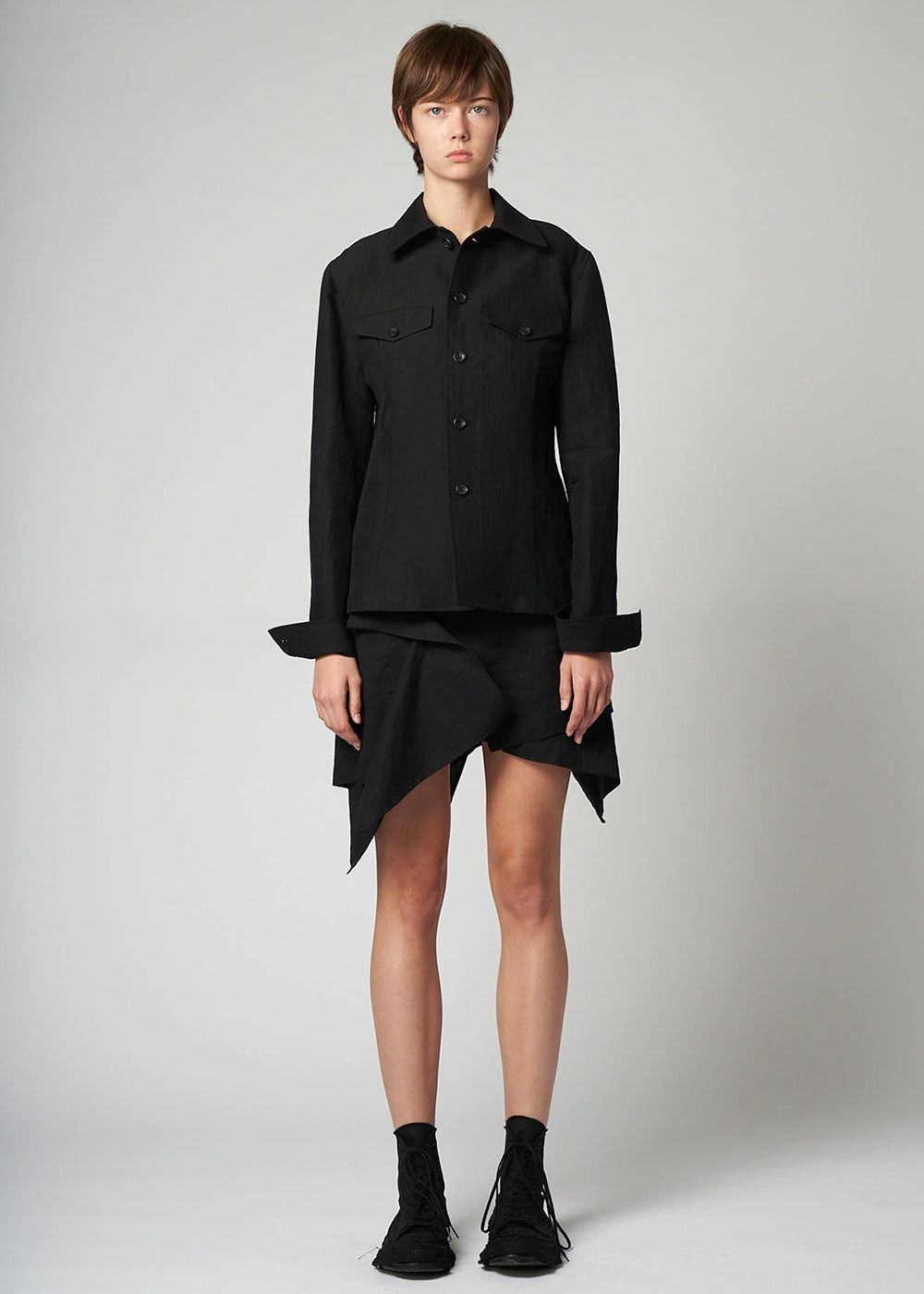 Yohji Yamamoto Yohji Yamamoto - JAPANESE PAPER TWILL WRAP MINI SKIRT Size 31" - 5 Thumbnail
