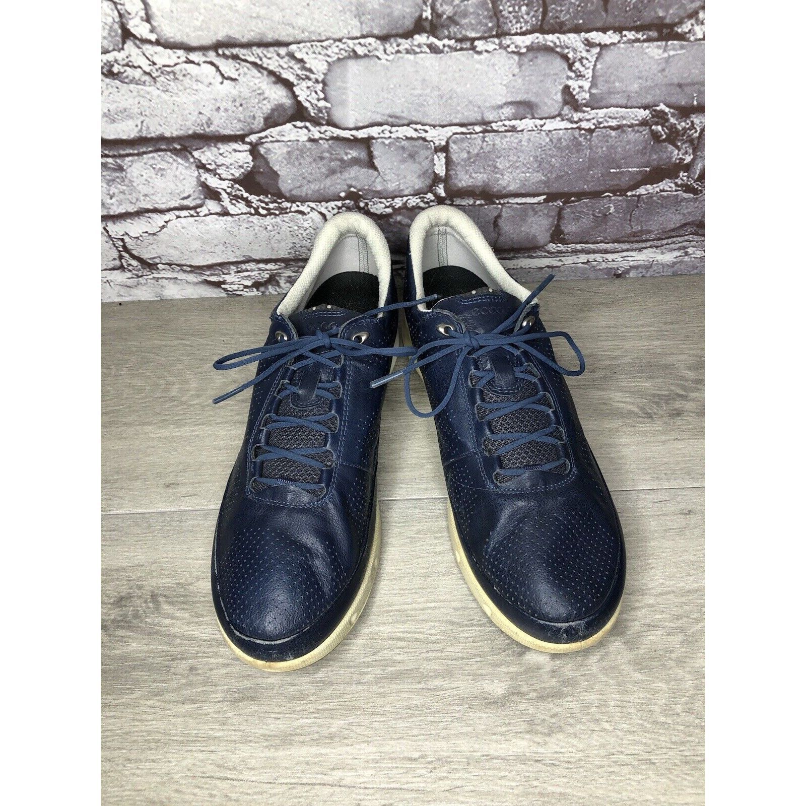 Ecco Ecco Blue Yak Leather Casual Comfort Lace Up Spikeless Golf Size US 11 / IT 41 - 15 Thumbnail