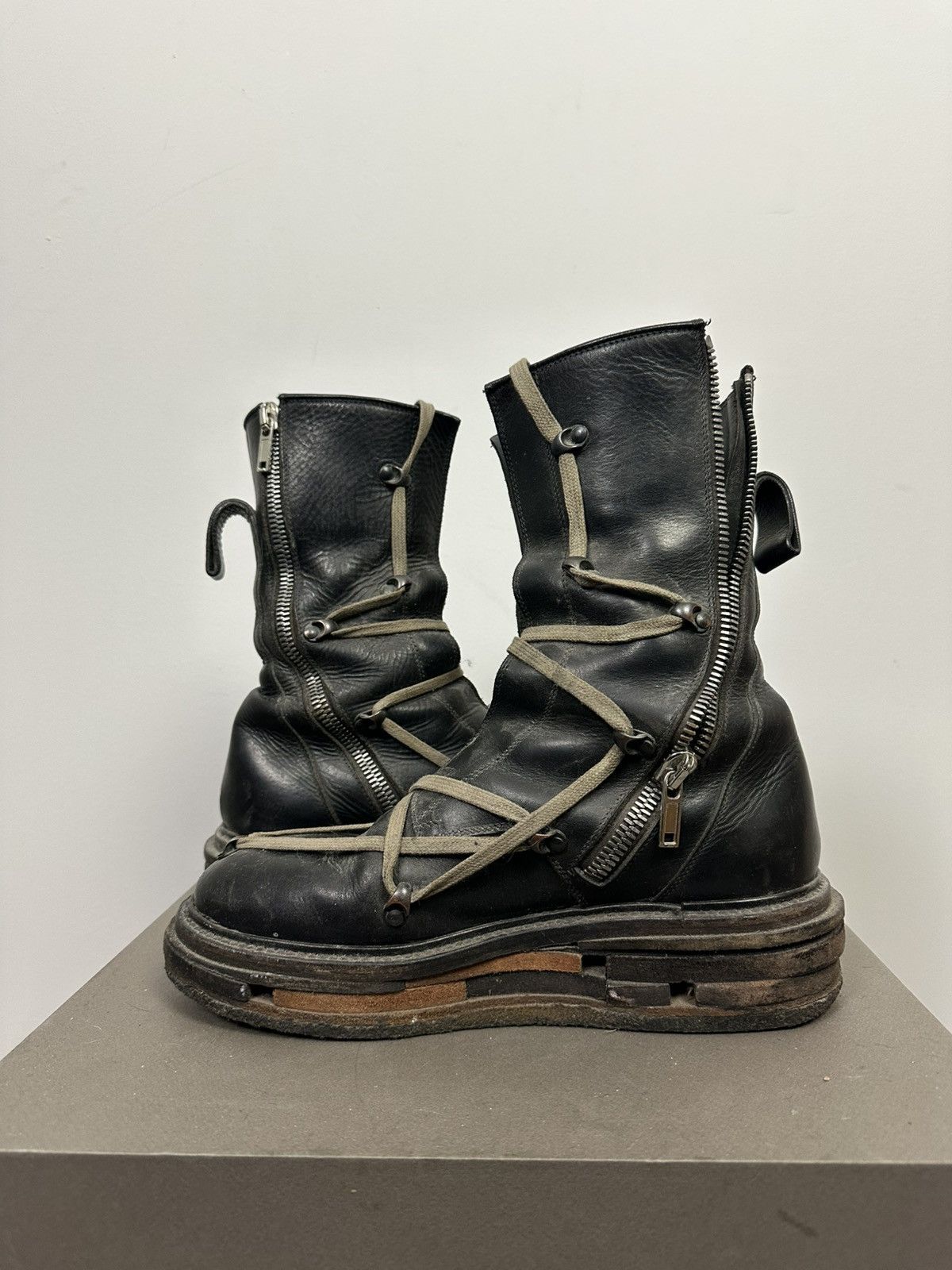 Rick Owens FW17 ‘GLITTER’ Pentalace Lego Boots Size US 9 / EU 42 - 7 Thumbnail