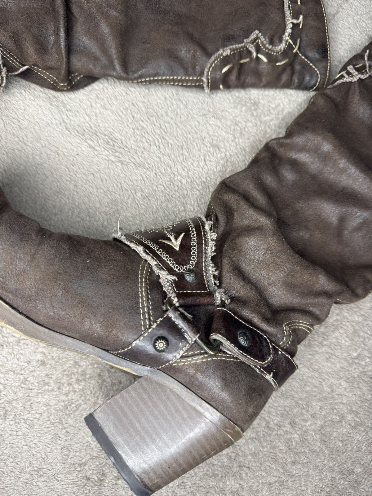 Vintage Vintage Western Cowboy Suede Leather Boots Miu Miu gucci Size US 7 / IT 37 - 9 Thumbnail