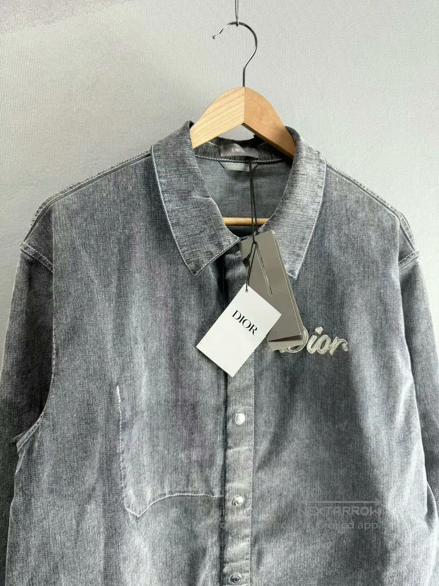 Dior Dior Gray Vintage Velvet Letter Shirt. Size US L / EU 52-54 / 3 - 2 Thumbnail