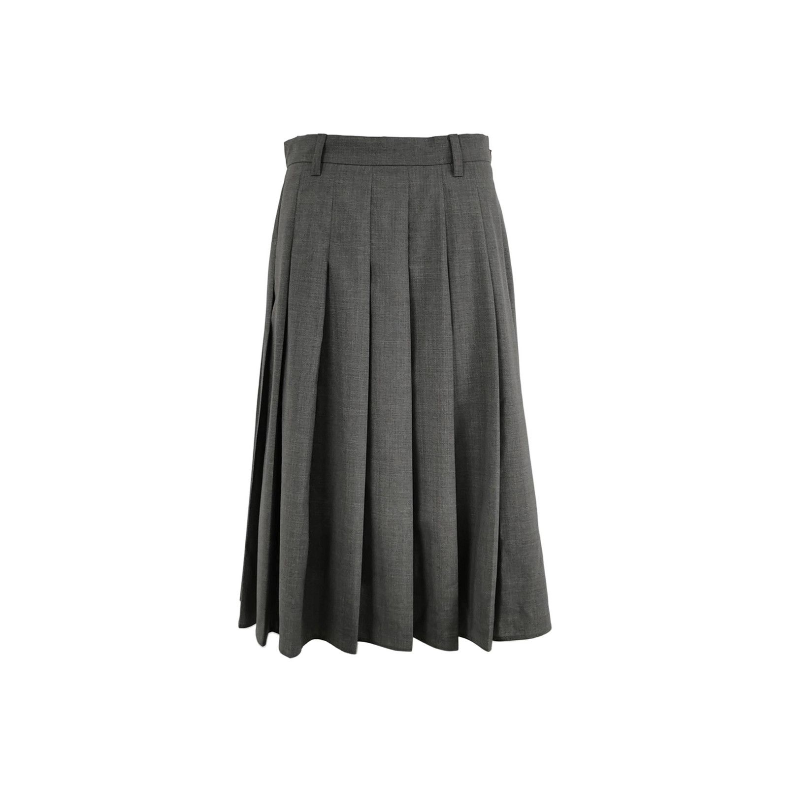 Prada Prada Gray Pleated Wool Midi Skirt Size 38 0089 Size 38" / US 16 / IT 52 - 1 Thumbnail