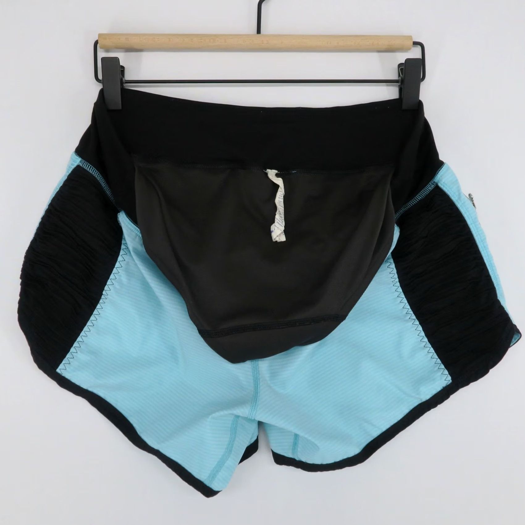 Lululemon Lululemon Shorts Womens 8 Blue Aqua Black Striped Ruched Running Athletic Size 30" / US 8 / IT 44 - 7 Thumbnail