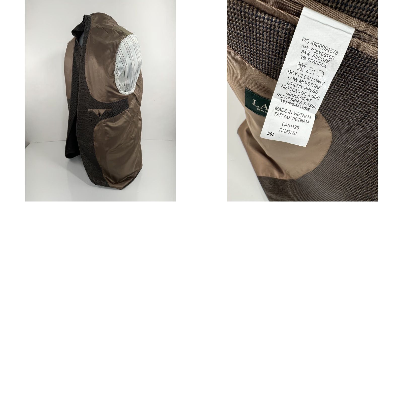 Ralph Lauren LAUREN RALPH LAUREN Blazer - Lexington 50 L UltraFlex - Brown - Big & Tall - 50 Long - Men Size 50R - 8 Thumbnail