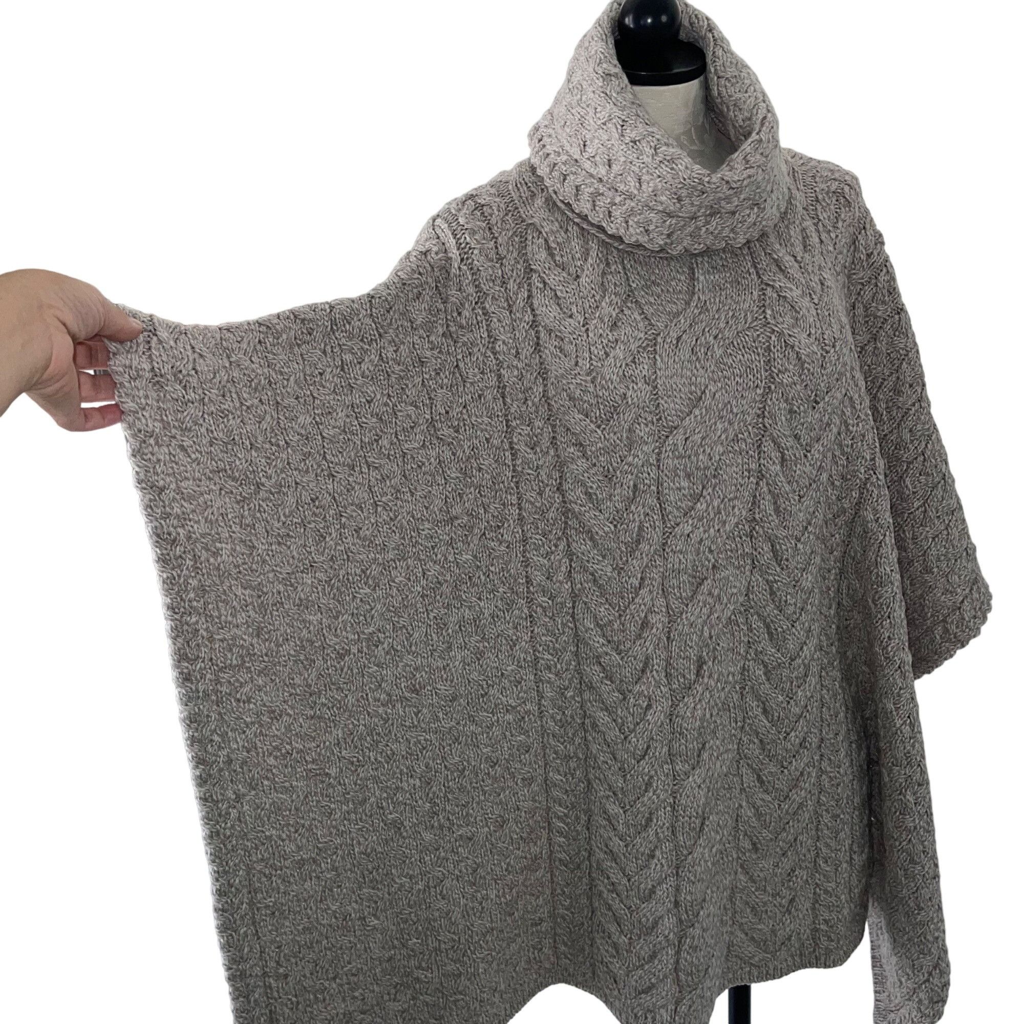 Other Aran ‎Womens ‎‎‎‎‎‎‎‎Top One Size Beige Co‎wl Neck Poncho Size ONE SIZE - 3 Thumbnail