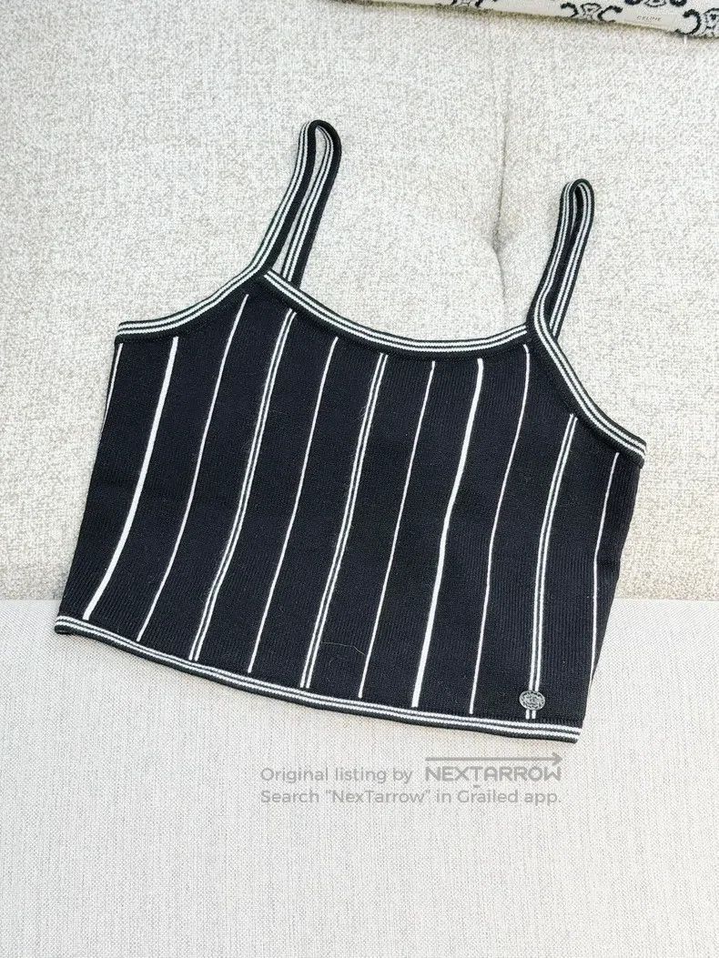 Chanel Chanel 23P black vertical striped knitted suspender vest Size XS / US 0-2 / IT 36-38 - 5 Thumbnail