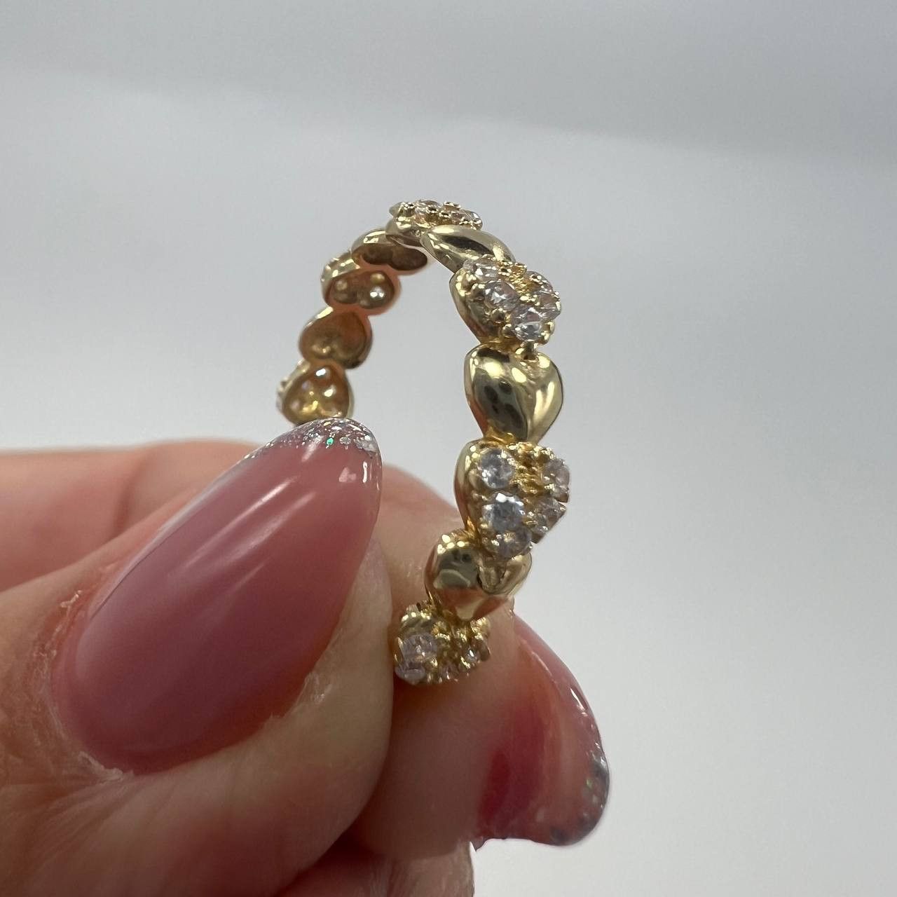 Other New 14K Solid Gold Ring 1.7g – Heart and Stones Band Design Size ONE SIZE - 1 Thumbnail