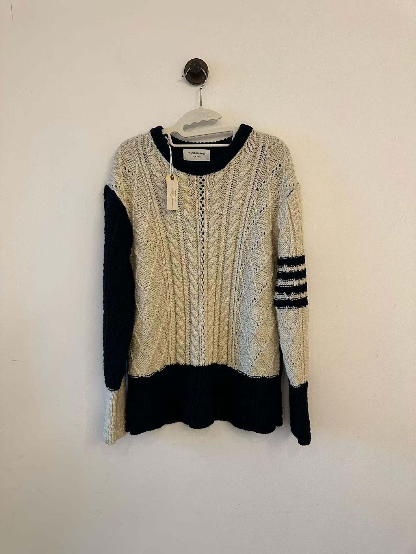 Thom Browne Thom Browne Black White Wool Sweater Size US S / EU 44-46 / 1 - 1 Thumbnail